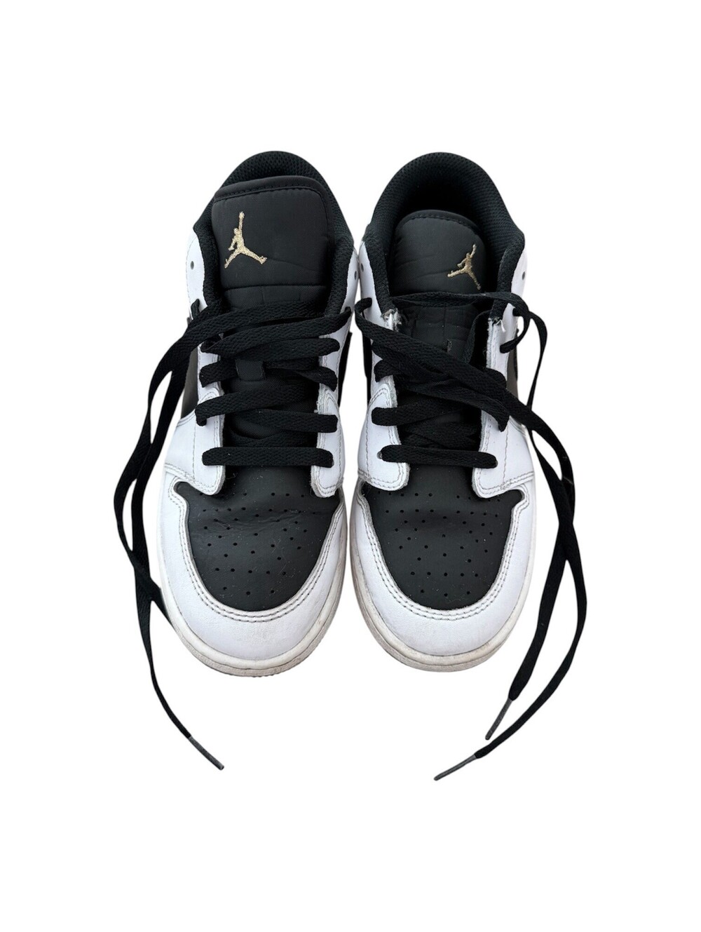 Nike Air Jordan 1 Low Black White Gold Basketball Shoes Size US 5Y